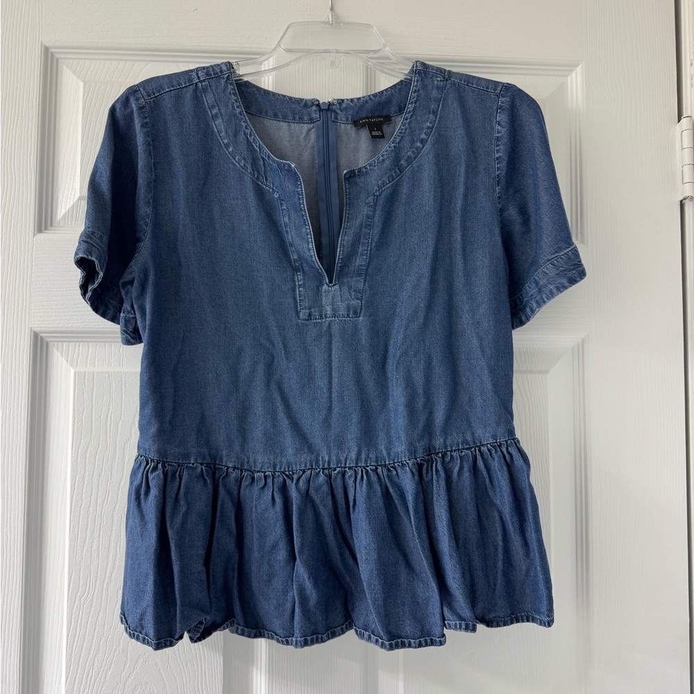 Ann Taylor Denim Peplum Blouse!
